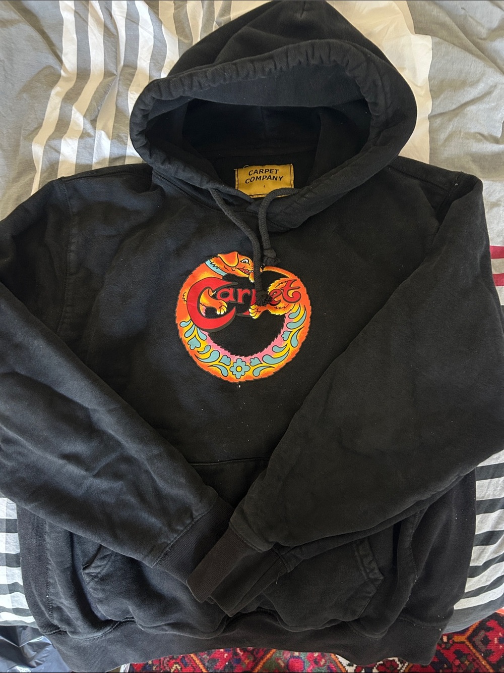 Carpet Company Heavy Black Hoodie with Front Logo